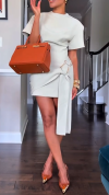 Ladies' Round Neck Irregular Design Exudes A Casual and Elegant Temperament Dress