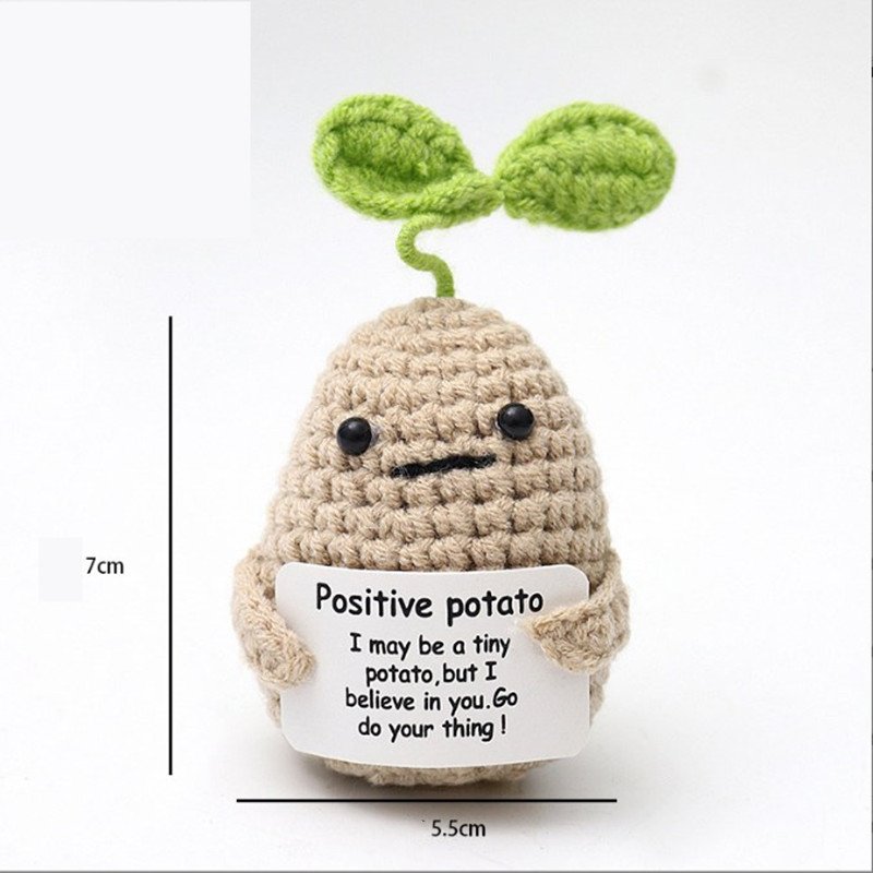 The cutest little crochet potato with a positive message.