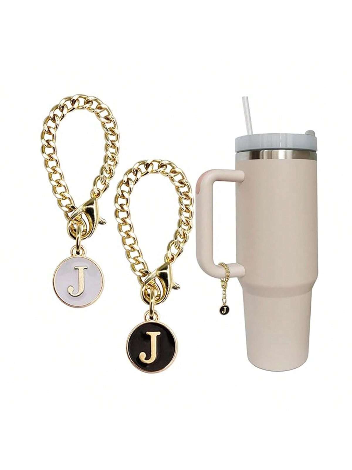 Letter Charm Accessories for  Cup 2PCS Initial Name ID Personalized Handle Charm for  Tumbler