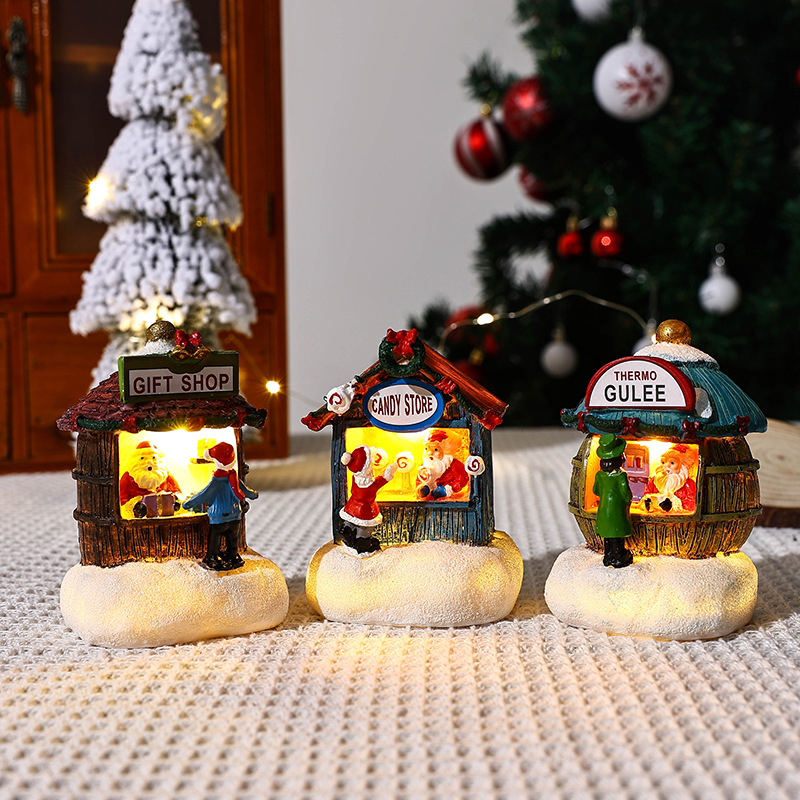 👍🔥Christmas resin small house Santa Claus store micro landscape resin ornaments