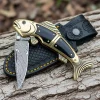 Exquisite Fish-Shaped Damascus Folding Knife