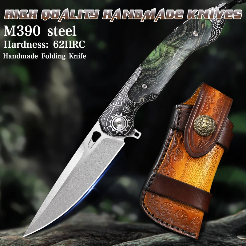 High Quality M390 Steel Folding Pocket Knife, Men's EDC Pocket Knife, Hunting Adventure Knife, Survival Outdoor Fishing Knife