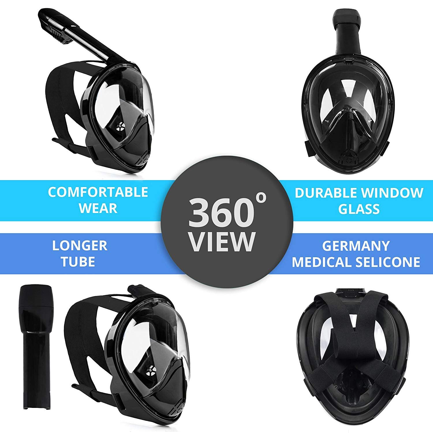 Snorkel Mask - Original Full Face Snorkeling and Diving Mask with 180° Panoramic Viewing