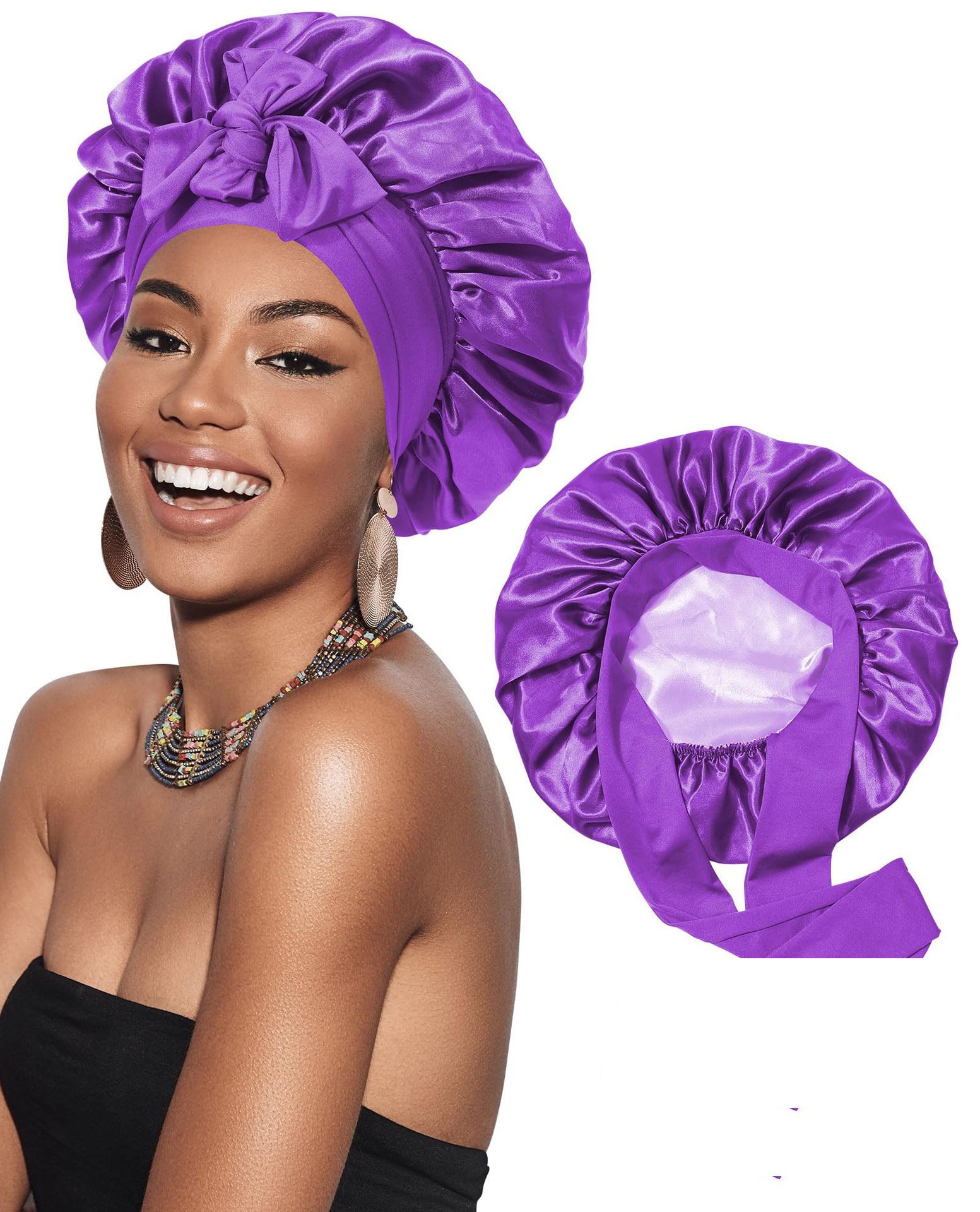 🔥Last Day Promotion 50% OFF🔥Double Layered Satin Night Caps Hair Care Bonnet