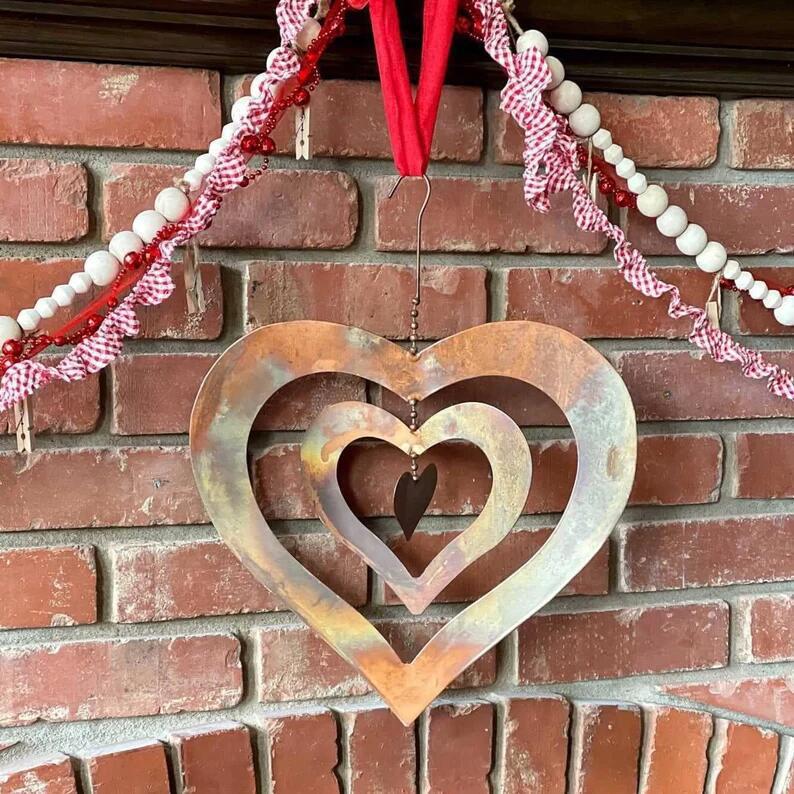🎖️Halloween Special: 50% off everything! 💕Handmade Metal Heart Wind Twirl Pendant