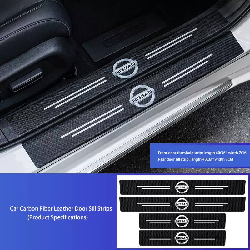 Tiktok Summer Sale🎉Car Carbon Fiber Leather Door Sill Strips（4PCS）