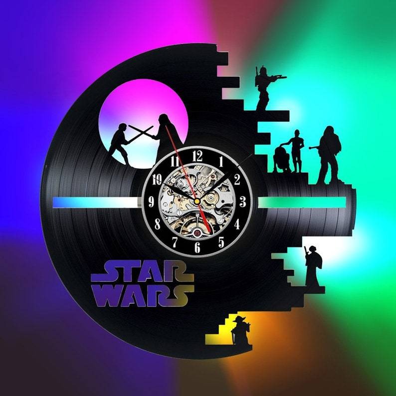 ✨Vinyl record hanging clock | 🕰️Star Wars Wall Clock Decoration Table |🎁Father's Day Gift
