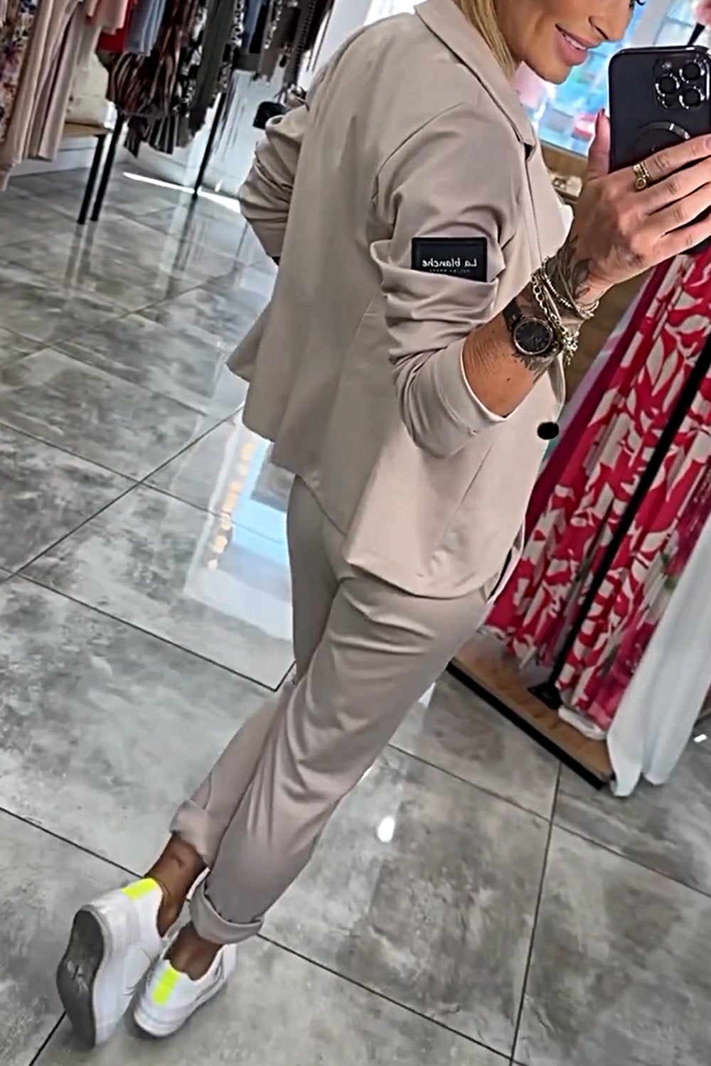 Women's Top & Elastic Pants Two-piece Set