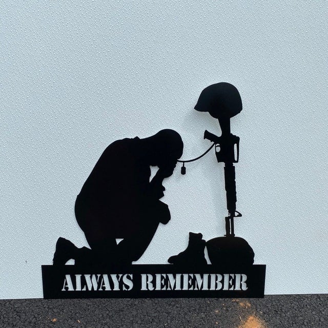 Handmade Memorial metal plaque for fallen soldiers