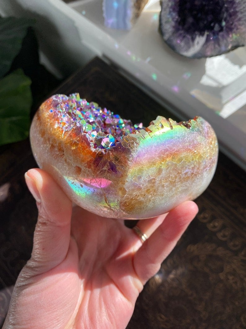 (🎄EARLY CHRISTMAS SALE - 50% OFF) 🎁 Angel Aura Heart Shaped Rainbow Crystal Cluster