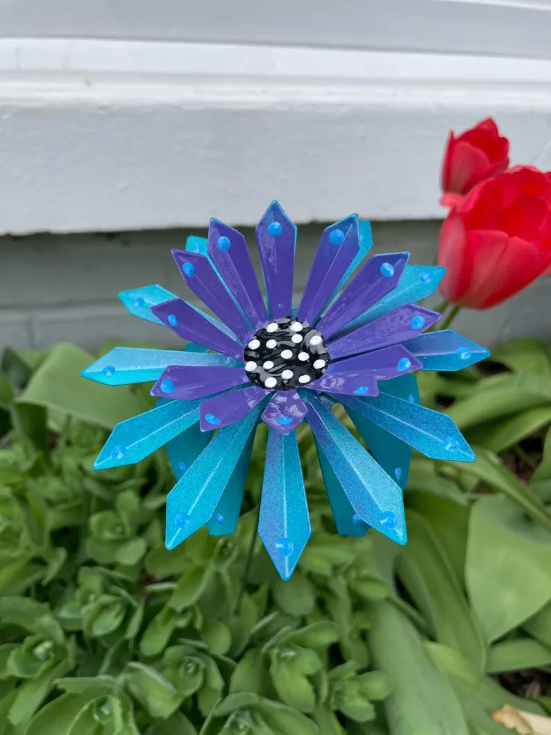 🌻Zinnia Metal Garden Stake🌼 Yard Decoration, Metal Art🪴