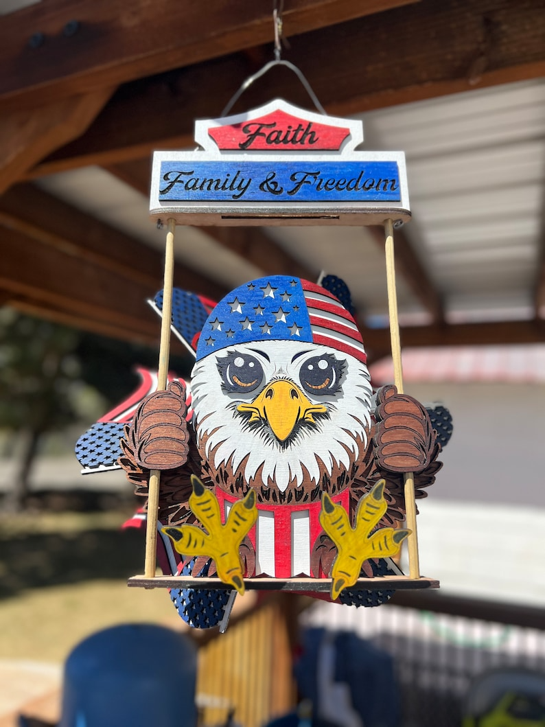 Patriotic Eagle American Flag Windspinner