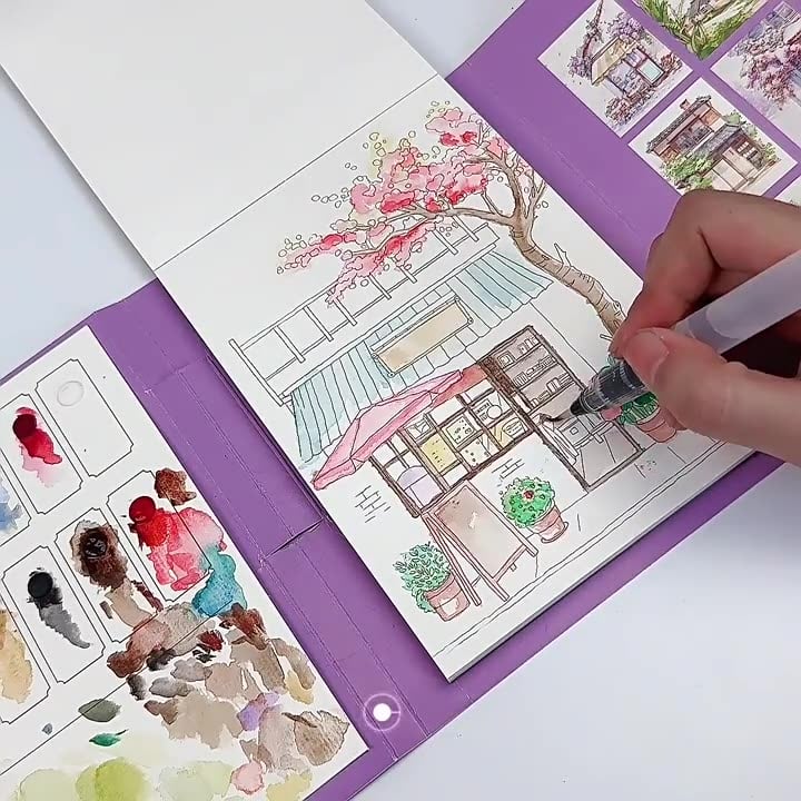 🔥Tri-fold Watercolor Coating Book