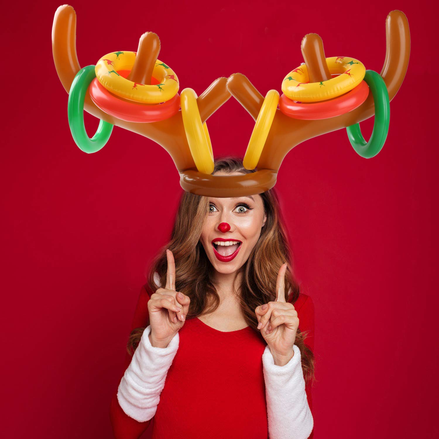 (🎄Christmas Hot Sale🔥🔥)Christmas Inflatable Reindeer Antler Toss Game(BUY 5 GET 3 FREE & FREE SHIPPING)