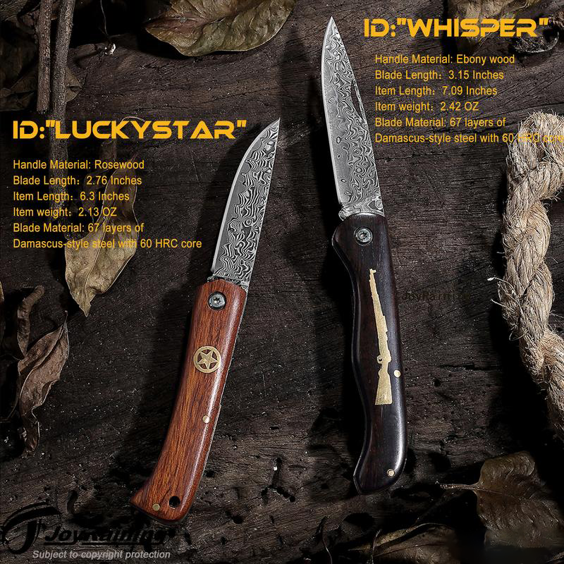 🌿 Handmade Damascus Folding Pocket Knife