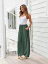 LILLUSORY Women's Linen Summer Palazzo Pants Flowy Wide Leg Beach Pants with Pockets