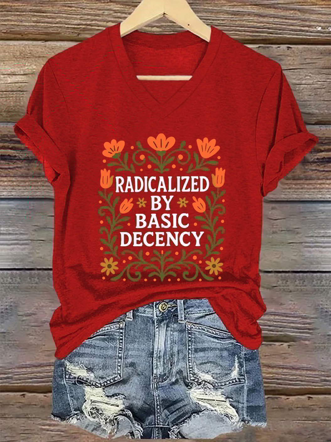 Women's casual floral Rejection of the King since T-shirt