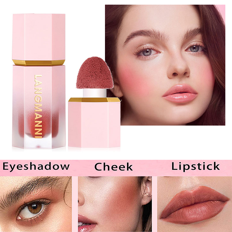 Multi-purpose Eyes Lips Makeup Blush Stick with Sponge