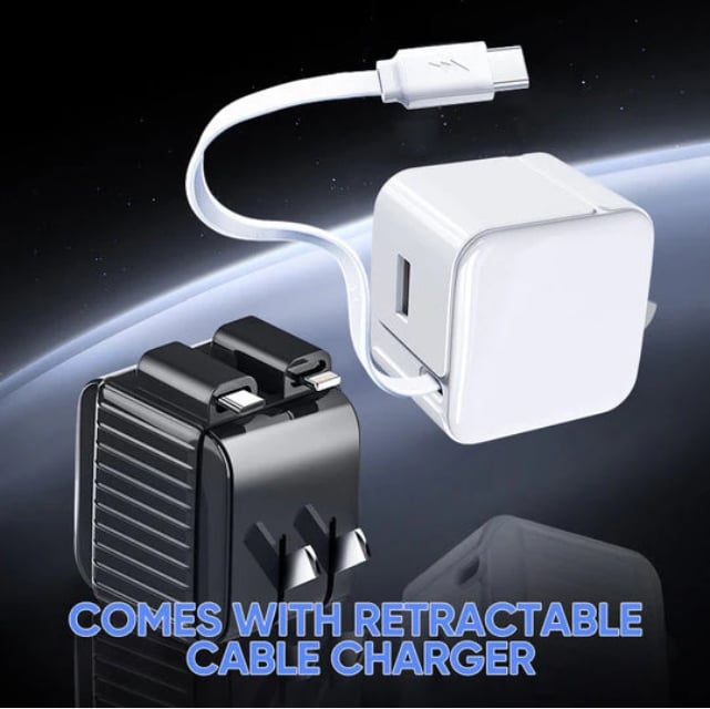 🔥Last Day Promotion - 70% OFF🎁Fast Charger Block with Retractable Cable