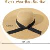 Beach Hat for Women, Wide Brim Sun Straw Hat for Women, Sun Hat Womens UPF 50+ UV Protection, Floppy Foldable Summer Hat