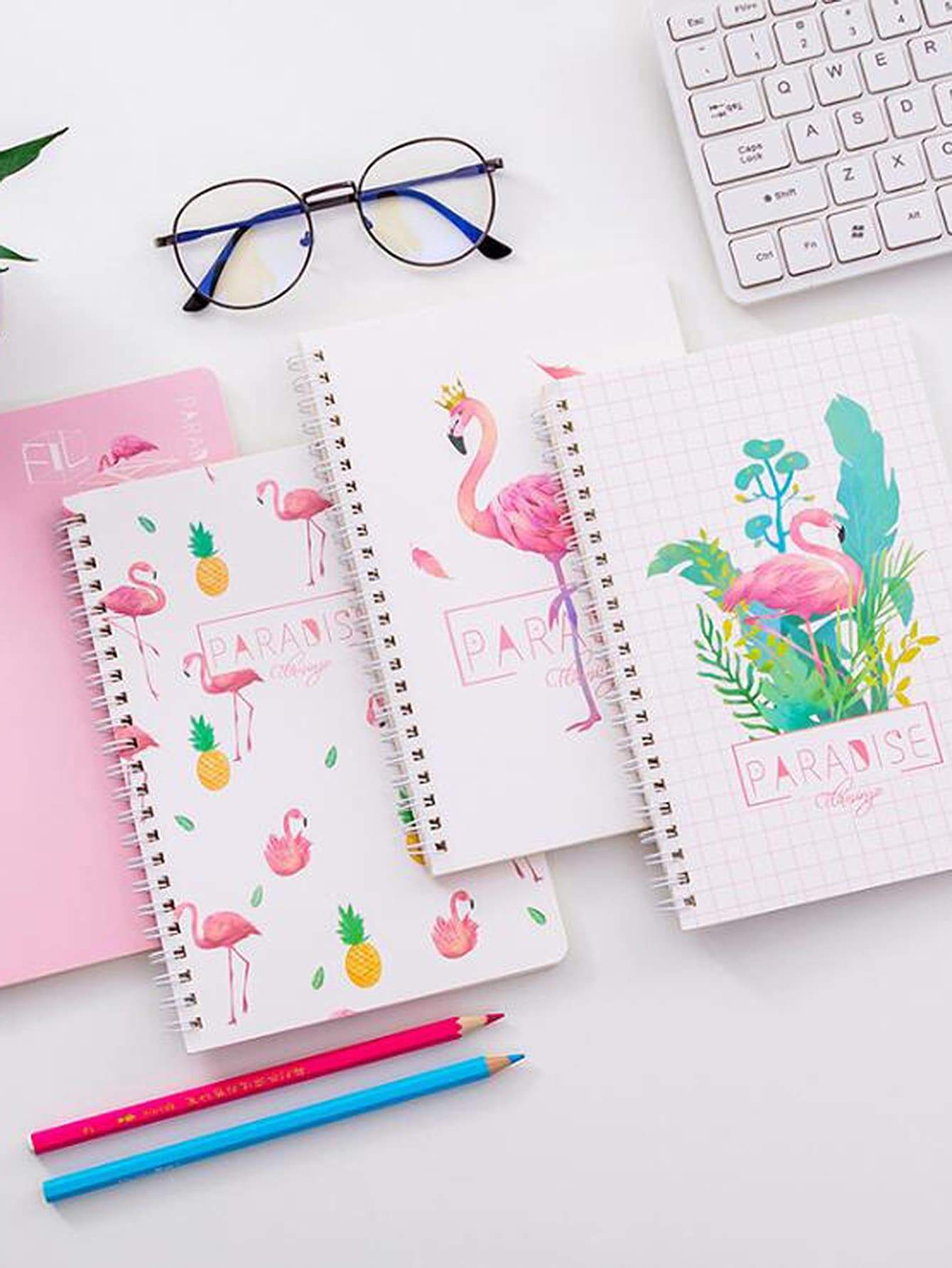 Random Flamingo Cover Spiral Notebook 1pc