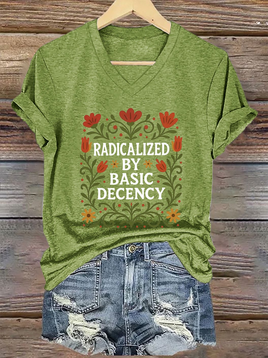 Women's casual floral Rejection of the King since T-shirt