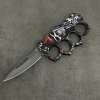 Motifs Knuckle Duster Wooden Handle Folding Knife Defense EDC