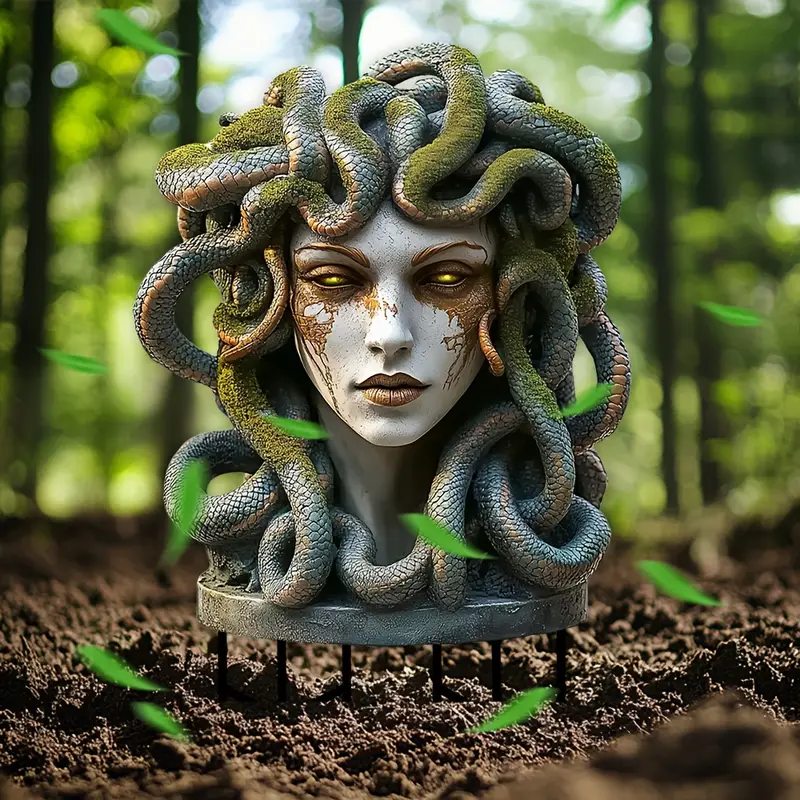 Medusa and Snake Garden Stake