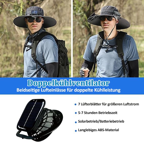🔥LETZTER TAG 49 % RABATT⚡Neuer ultraleichter Sonnenhut mit Solarventilator