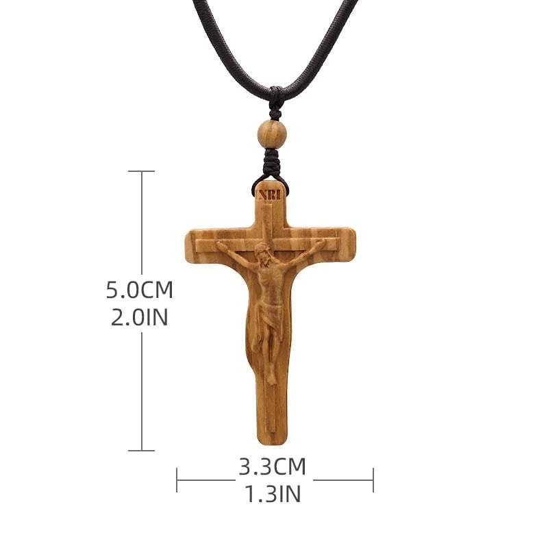 ✝️100% Handmade Jesus Cross Wooden Necklace(𝐉𝐚𝐦𝐞𝐬 𝐎𝐥𝐢𝐯𝐞𝐫 𝐇𝐚𝐧𝐝𝐦𝐚𝐝𝐞®)