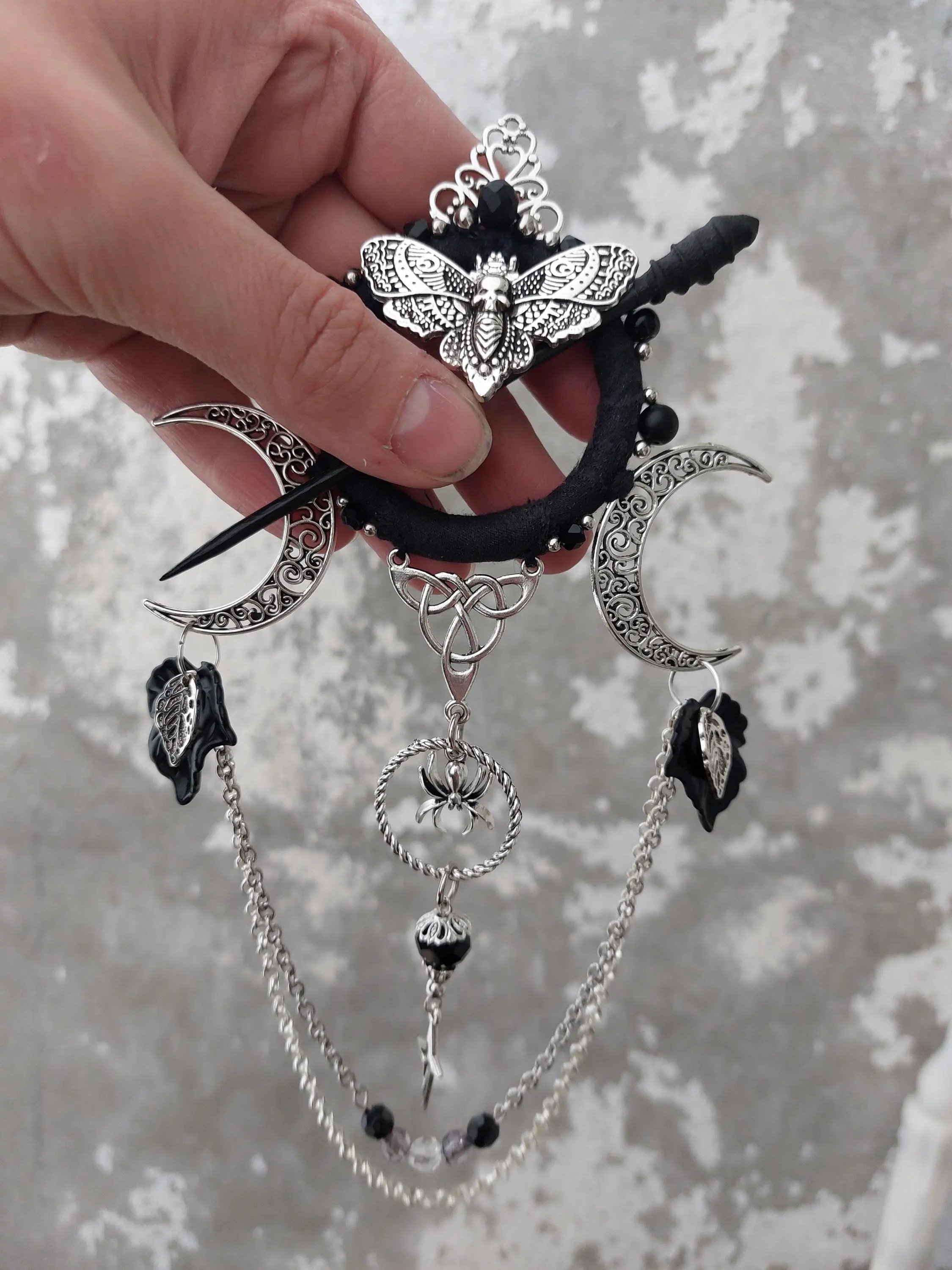 🔥LAST DAY 50% OFF🧙‍♀️Handmade Goddess of the Night Witchy Hair Pin