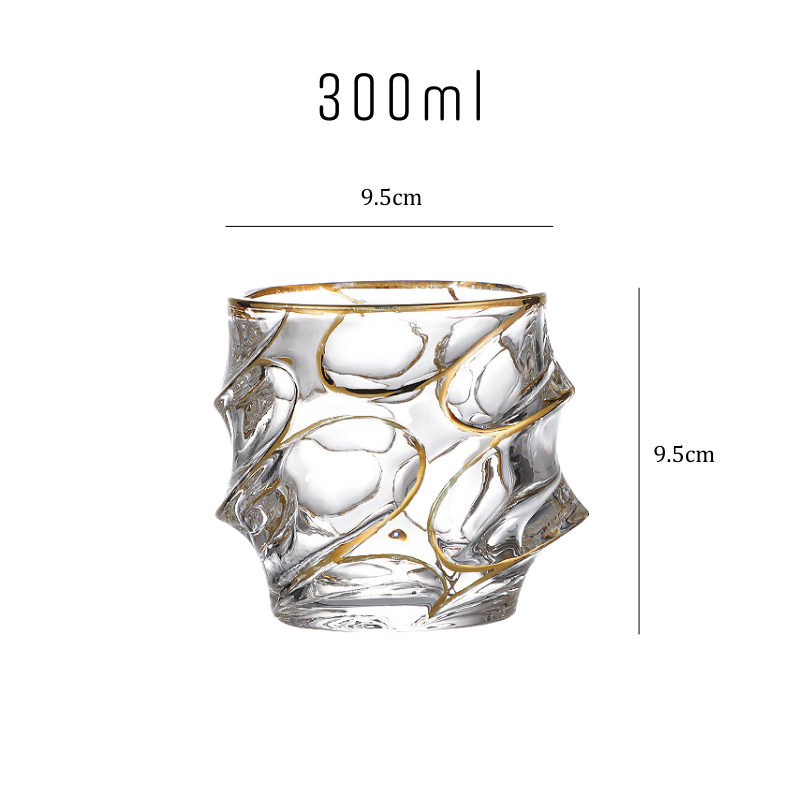 Gold Rim Wave Whiskey Glass