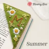 Bloomy Line - Personalized Hand Embroidered Corner Bookmark