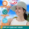 SUN CUBE Women Sun Hat for Outdoor UV Protection, Wide Brim Sun Hat Ponytail, Convertible Zip-Off Beach Hat Visor