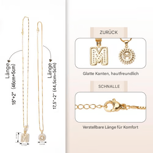 ✨ 2er-Pack – Halsketten mit Buchstabenanhänger