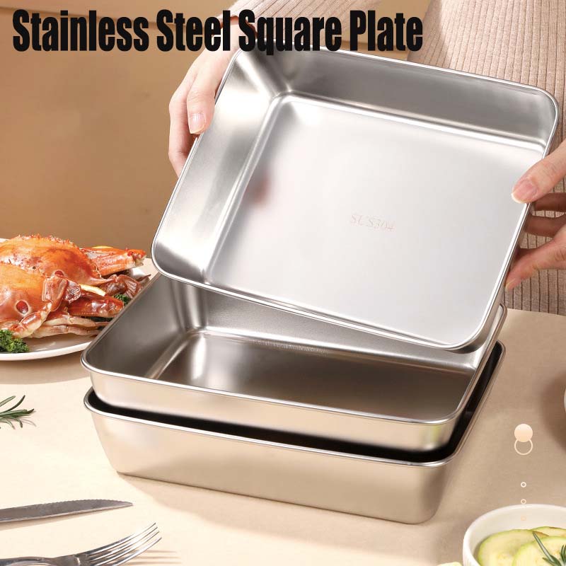 🔥Last Day Promotion 50% OFF🔥Stainless Steel Square Plate（With Lid）