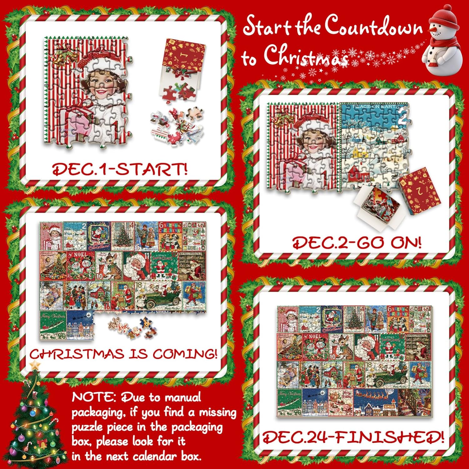 🎅🎄Christmas Calendar Advent Calendar Jigsaw Puzzle 1000 Pieces