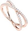 PAVOI 14K Gold Plated X Ring Simulated Diamond CZ Criss Cross Ring for Women