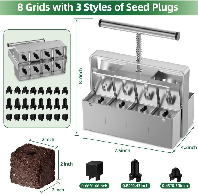 🔥Last Day Promotion 70% OFF🔥Cell Soil Block Maker with 3 Kinds Seed Pins
