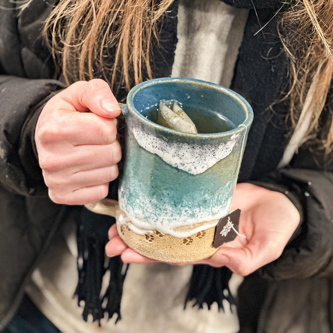 💯Summer Sale 50% OFF🎁Handmade Paw Print Ocean Shoreline Mug