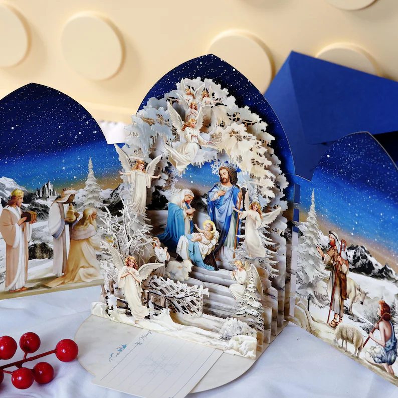 🌲Early Christmas Sale 50% Off🎁Handcrafted 3D Nativity Scene Christmas Scene Greeting Card