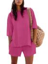 🔥Women's Casual Solid Color Suit with Slit Top and Shorts