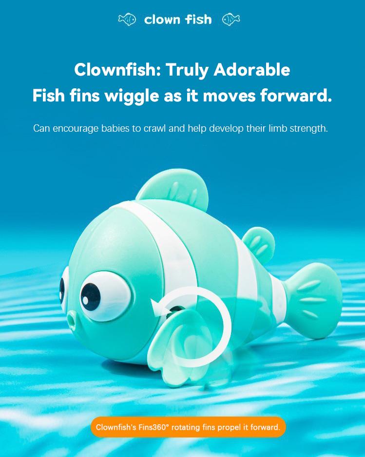 ⏰LAST DAY SALE 50% OFF💥Baby Bath Clownfish Wind-up Toy