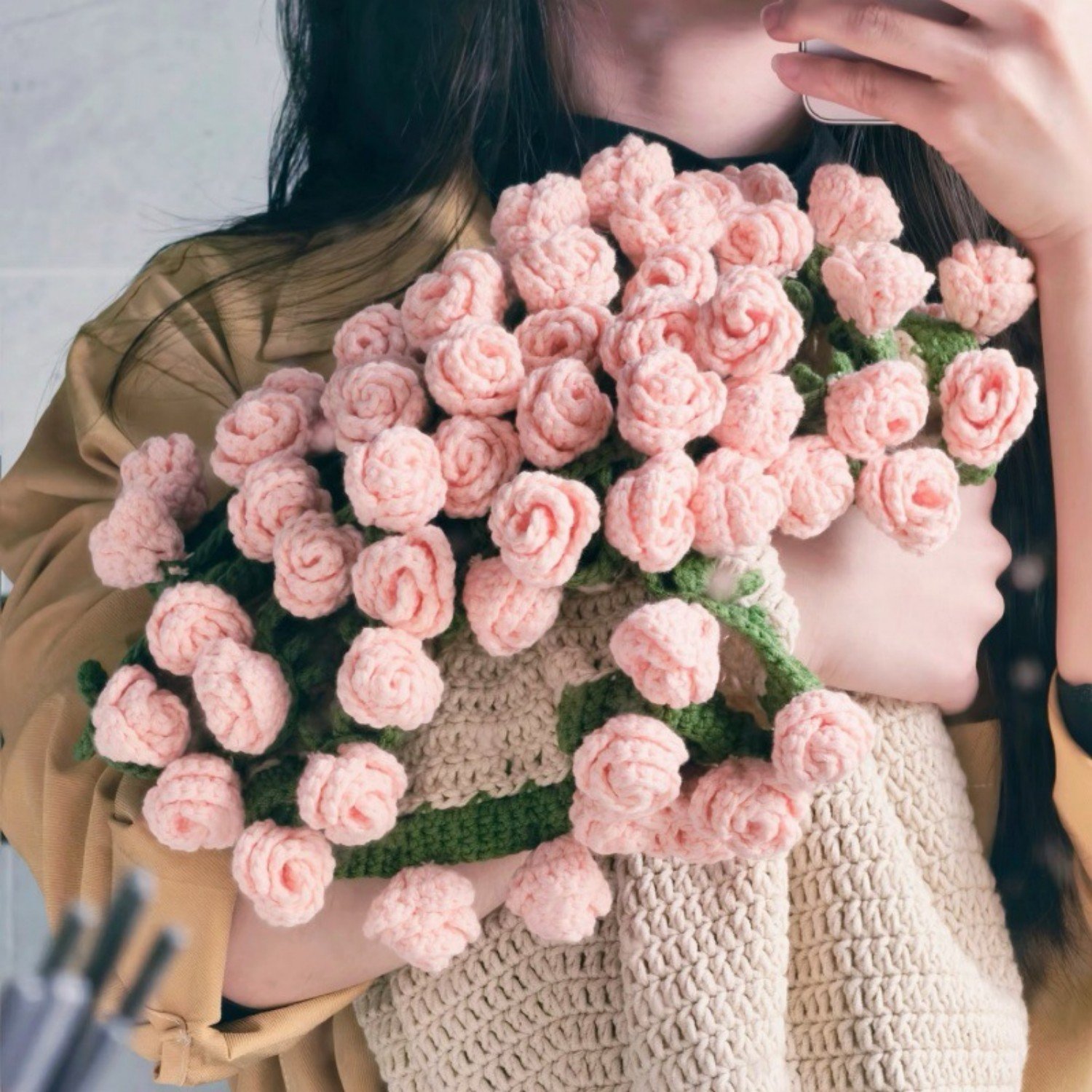 🎁TikTok Last Day Sale - 70% OFF🔥Hand-Knitted Rose Blanket DIY Kit & Ready-Made Gift for Mother's Day Valentine's Day