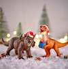 🦖🎄Novelty Christmas Hat Tyrannosaurus Rex/Brachiosaurus/Velociraptor/Triceratops Figurine - Hanging Ornament