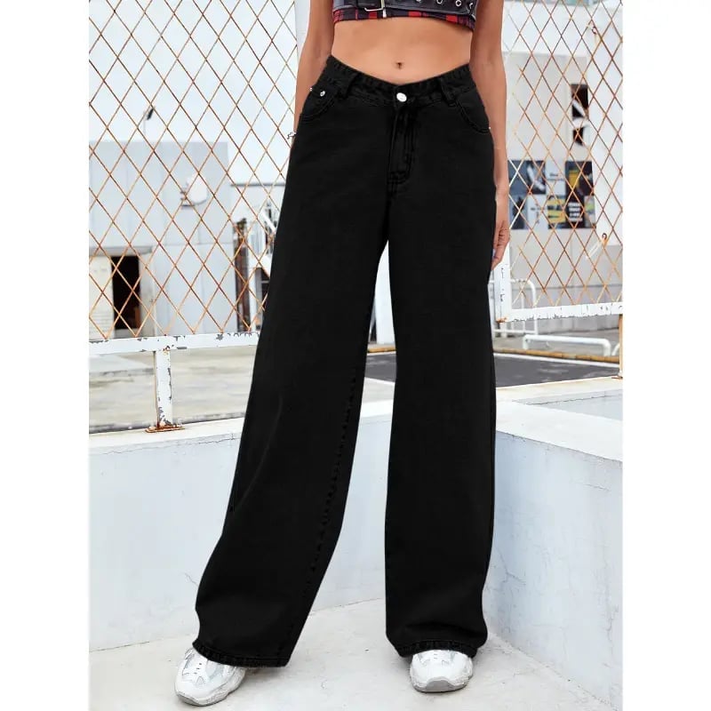 ⏰Letzter Tag 70 % RABATT🔥Jeans mit hoher Taille, mehreren Taschen und weitem Bein