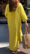 Ladies' Collar Solid Color Slit Loose Casual Dress