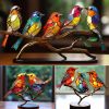 <strong>Handmade</strong>🌈Stained Glass Birds on Branch Desktop Ornaments 🕊️