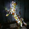 Handmade Climbing Cat Sea Stained Glass Lamp Art