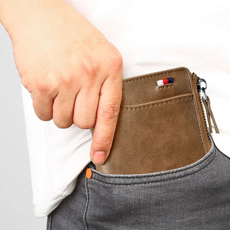 🔥 BIG SALE - 49% OFF 🔥🔥Men Wallet Zipper Genuine Leather Purse ( RFID PROTECTED )
